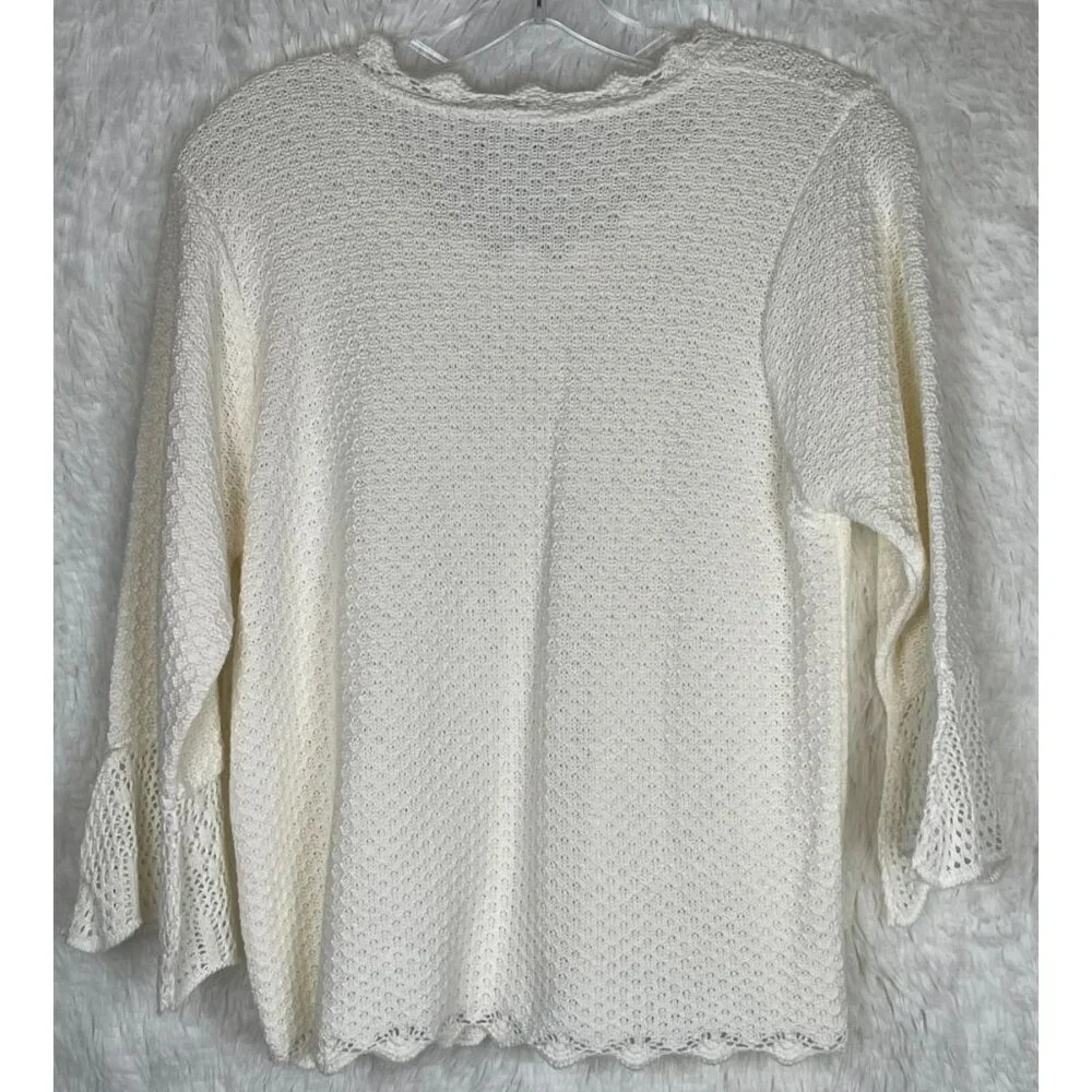 Fiorlini Women's Large Ivory Open Knit Sweater